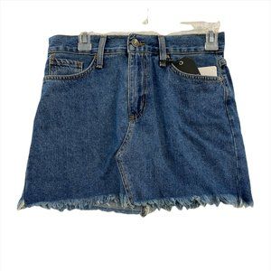 CLOSE OUT SALE: Just Black Women's Denim A Line Skirt Blue Mini Frayed Hem M New